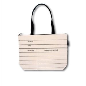 Library card canvas tote